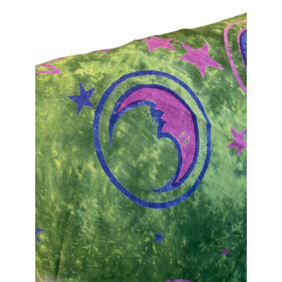 Celestial Print Green Purple Fringed Shawl Wrap Astrology Sun Moon 68" x 45" - Picture 2 of 5